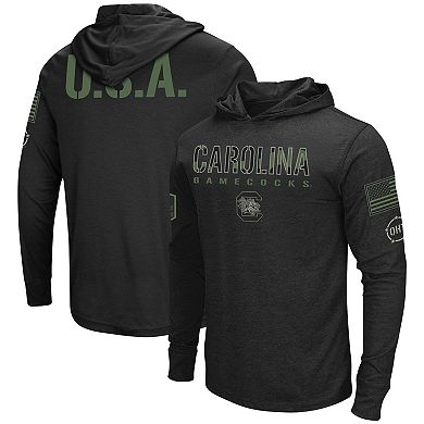 Men's Colosseum Black South Carolina Gamecocks Big & Tall OHT Military Appreciation Tango Long Sleeve Hoodie T-Shirt