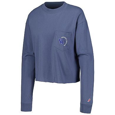 Women's League Collegiate Wear Navy Kentucky Wildcats Clothesline Midi Long Sleeve Cropped T-Shirt