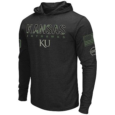 Men's Colosseum Black Kansas Jayhawks Big & Tall OHT Military Appreciation Tango Long Sleeve Hoodie T-Shirt