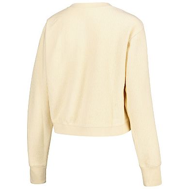 Women's League Collegiate Wear Cream Oregon Ducks Timber Cropped Pullover Sweatshirt
