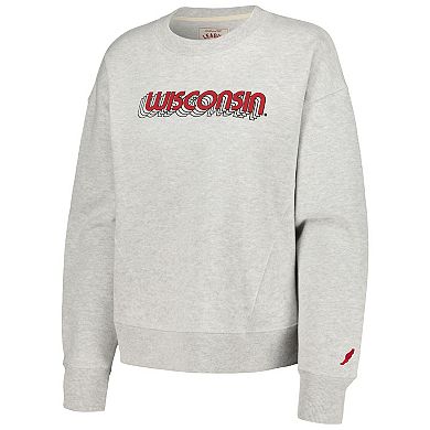 Women's League Collegiate Wear Ash Wisconsin Badgers Boxy Pullover Sweatshirt