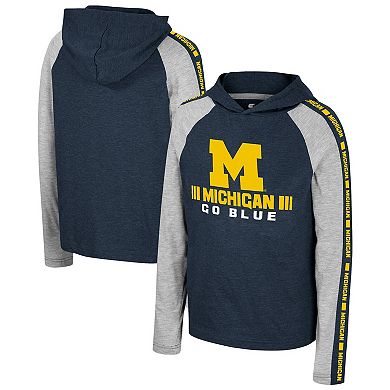 Youth Colosseum Navy Michigan Wolverines Ned Raglan Long Sleeve Hooded T-Shirt