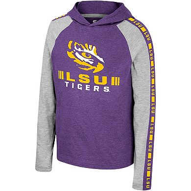 Youth Colosseum Purple LSU Tigers Ned Raglan Long Sleeve Hooded T-Shirt