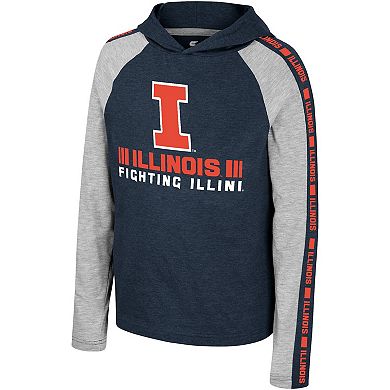 Youth Colosseum Navy Illinois Fighting Illini Ned Raglan Long Sleeve Hooded T-Shirt