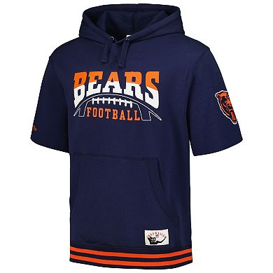 Men's Mitchell & Ness  Navy Chicago Bears Pre-Game Short Sleeve Pullover Hoodie