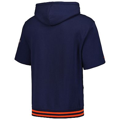 Men's Mitchell & Ness  Navy Chicago Bears Pre-Game Short Sleeve Pullover Hoodie
