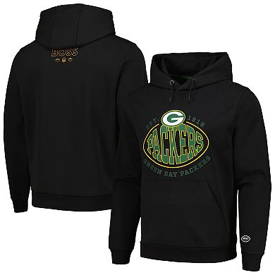 Men's BOSS X NFL  Black Green Bay Packers Touchback Pullover Hoodie