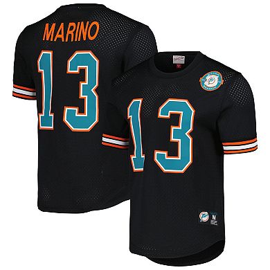 Men's Mitchell & Ness Dan Marino Black Miami Dolphins Retired Player Name & Number Mesh Top