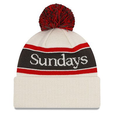 Men's New Era  Stone Atlanta Falcons Sundays Cuffed Pom Knit Hat