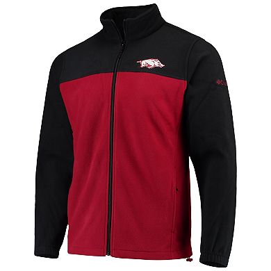 Men's Columbia Black/Cardinal Arkansas Razorbacks Flanker III Fleece Team Full-Zip Jacket