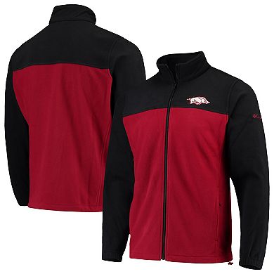 Men's Columbia Black/Cardinal Arkansas Razorbacks Flanker III Fleece Team Full-Zip Jacket