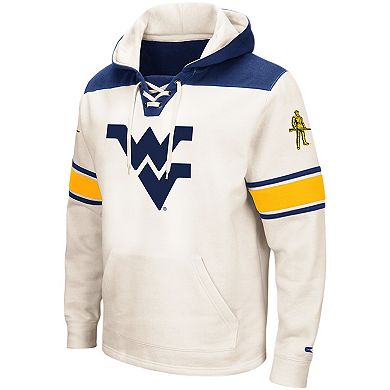 Men's Colosseum Cream West Virginia Mountaineers 2.0 Lace-Up Pullover Hoodie