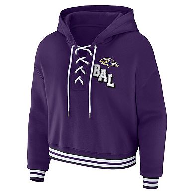 Women's WEAR by Erin Andrews Purple Baltimore Ravens Lace-Up Pullover Hoodie