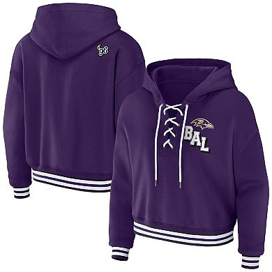 Women's WEAR by Erin Andrews Purple Baltimore Ravens Lace-Up Pullover Hoodie