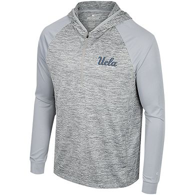 Men's Colosseum Gray UCLA Bruins Cybernetic Raglan Quarter-Zip Hooded Top