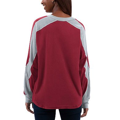 Women's G-III 4Her by Carl Banks Crimson/Gray Alabama Crimson Tide Smash Oversized Long Sleeve T-Shirt