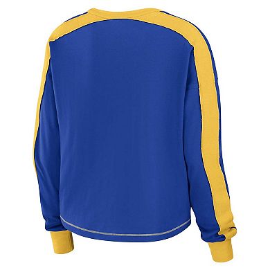 Women's WEAR by Erin Andrews Royal/Gold Los Angeles Rams Color Block Long Sleeve T-Shirt