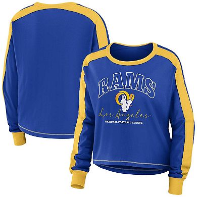Women's WEAR by Erin Andrews Royal/Gold Los Angeles Rams Color Block Long Sleeve T-Shirt