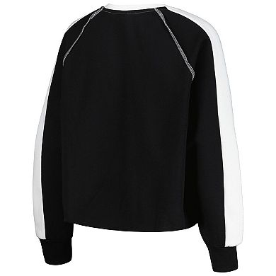 Women's Gameday Couture Black Iowa Hawkeyes Blindside Raglan Cropped Pullover Sweatshirt