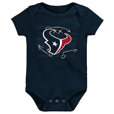 Newborn & Infant Navy/Red/Heather Gray Houston Texans Three-Pack Eat, Sleep & Drool Retro Bodysuit Set