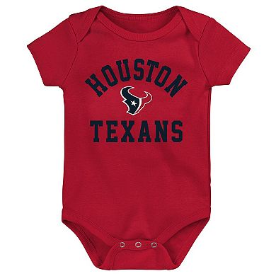 Newborn & Infant Navy/Red/Heather Gray Houston Texans Three-Pack Eat, Sleep & Drool Retro Bodysuit Set