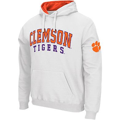 Men's Colosseum White Clemson Tigers Double Arch Pullover Hoodie