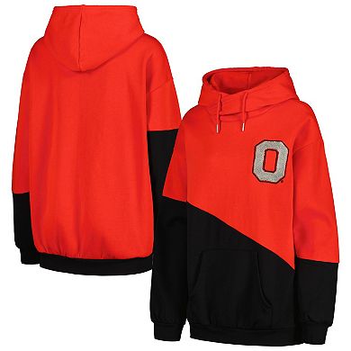 Women's Gameday Couture Scarlet/Black Ohio State Buckeyes Matchmaker Diagonal Cowl Pullover Hoodie