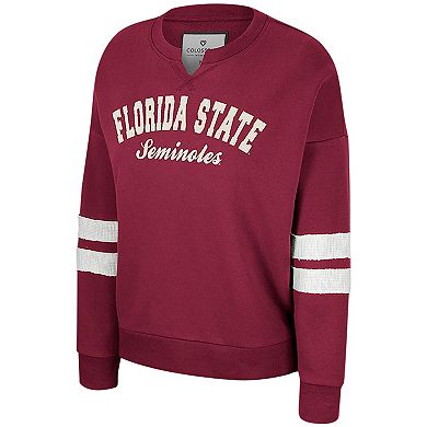 Women's Colosseum Garnet Florida State Seminoles Perfect Date Notch Neck Pullover Sweatshirt