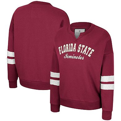 Women's Colosseum Garnet Florida State Seminoles Perfect Date Notch Neck Pullover Sweatshirt