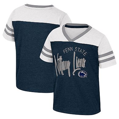 Girls Toddler Colosseum  Navy Penn State Nittany Lions Summer Foil V-Neck T-Shirt