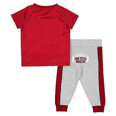 Infant Colosseum Scarlet/Heather Gray Ohio State Buckeyes Ka-Boot-It Jersey & Pants Set