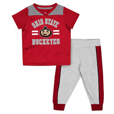 Infant Colosseum Scarlet/Heather Gray Ohio State Buckeyes Ka-Boot-It Jersey & Pants Set
