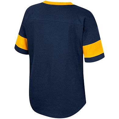 Girls Youth Colosseum Navy West Virginia Mountaineers Tomika Tie-Front V-Neck T-Shirt