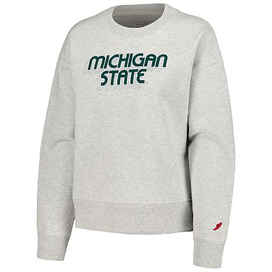 Women's League Collegiate Wear Ash Michigan State Spartans Boxy Pullover Sweatshirt