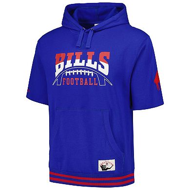 Men's Mitchell & Ness  Royal Buffalo Bills Pre-Game Short Sleeve Pullover Hoodie