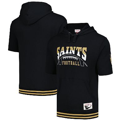 Men's Mitchell & Ness  Black New Orleans Saints Pre-Game Short Sleeve Pullover Hoodie