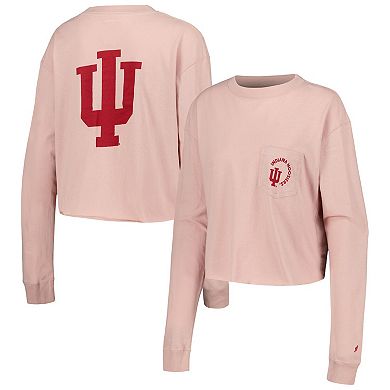 Women's League Collegiate Wear Light Pink Indiana Hoosiers Clothesline Midi Long Sleeve Cropped T-Shirt