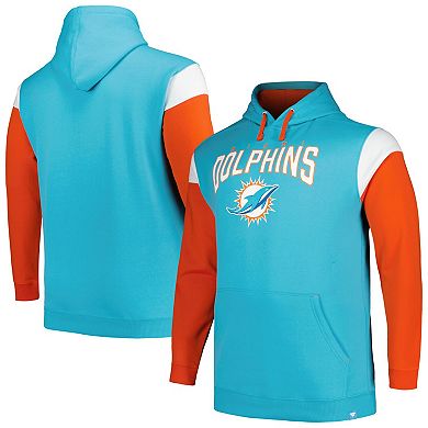 Men's Profile Aqua Miami Dolphins Big & Tall Trench Battle Pullover Hoodie