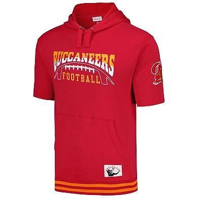 Men's Mitchell & Ness  Red Tampa Bay Buccaneers Pre-Game Short Sleeve Pullover Hoodie