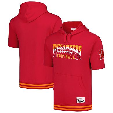 Men's Mitchell & Ness  Red Tampa Bay Buccaneers Pre-Game Short Sleeve Pullover Hoodie
