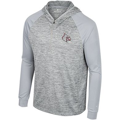 Men's Colosseum Gray Louisville Cardinals Cybernetic Raglan Quarter-Zip Hooded Top