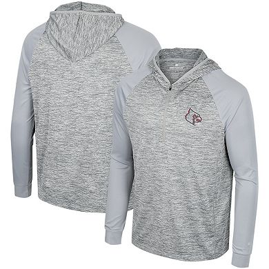 Men's Colosseum Gray Louisville Cardinals Cybernetic Raglan Quarter-Zip Hooded Top