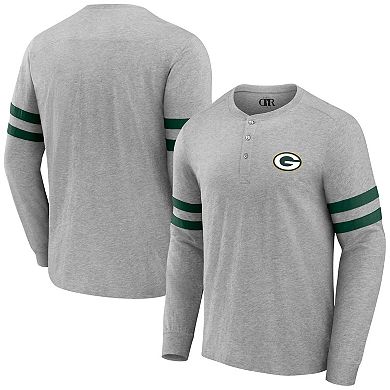 Men's NFL x Darius Rucker Collection by Fanatics Heather Gray Green Bay Packers Henley Long Sleeve T-Shirt