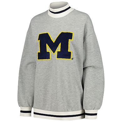 Women's Gameday Couture Ash Michigan Wolverines In It To Win It Sporty Mock Neck Pullover Sweatshirt