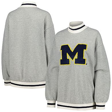 Women's Gameday Couture Ash Michigan Wolverines In It To Win It Sporty Mock Neck Pullover Sweatshirt