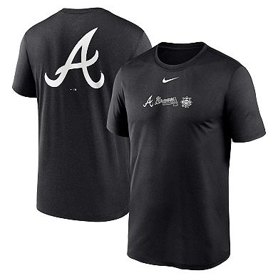 Men's Nike Black Atlanta Braves Fashion Over Shoulder Logo Legend T-Shirt
