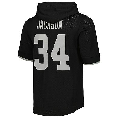 Men's Mitchell & Ness Bo Jackson Black Los Angeles Raiders Gridiron Classics Retired Player Name & Number Mesh Hoodie T-Shirt