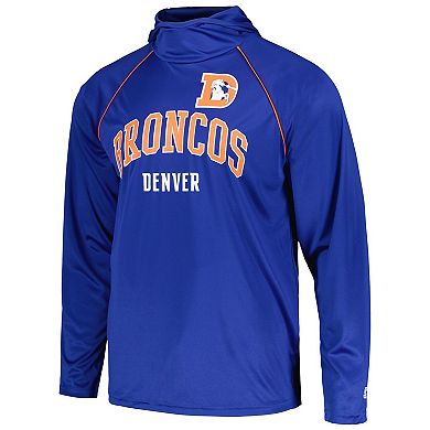 Men's Starter Royal Denver Broncos Gridiron Classics Throwback Raglan Long Sleeve Hooded T-Shirt