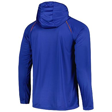 Men's Starter Royal Denver Broncos Gridiron Classics Throwback Raglan Long Sleeve Hooded T-Shirt