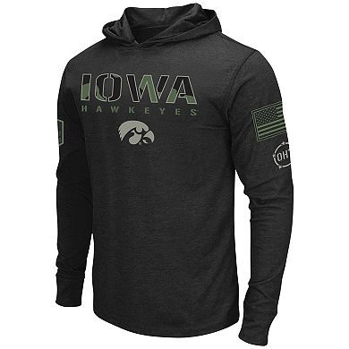 Men's Colosseum Black Iowa Hawkeyes Big & Tall OHT Military Appreciation Tango Long Sleeve Hoodie T-Shirt